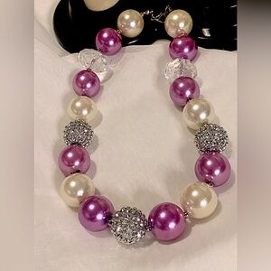 Purple Pearl Chunky Beads Bubblegum Fashion choker large beades necklace